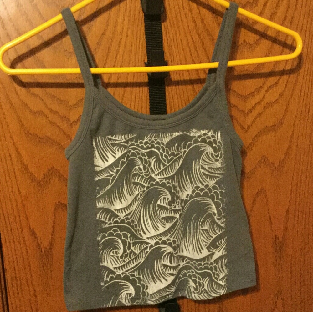 Aéropostale crop top grey white waves pattern